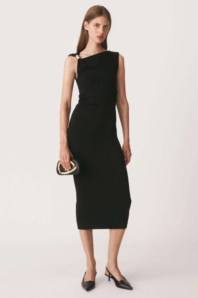 zara midi crna haljina