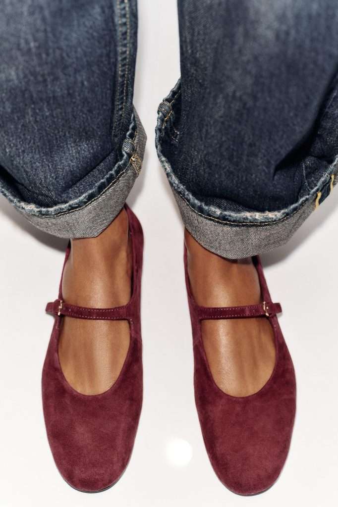 zara balerinke burgundy